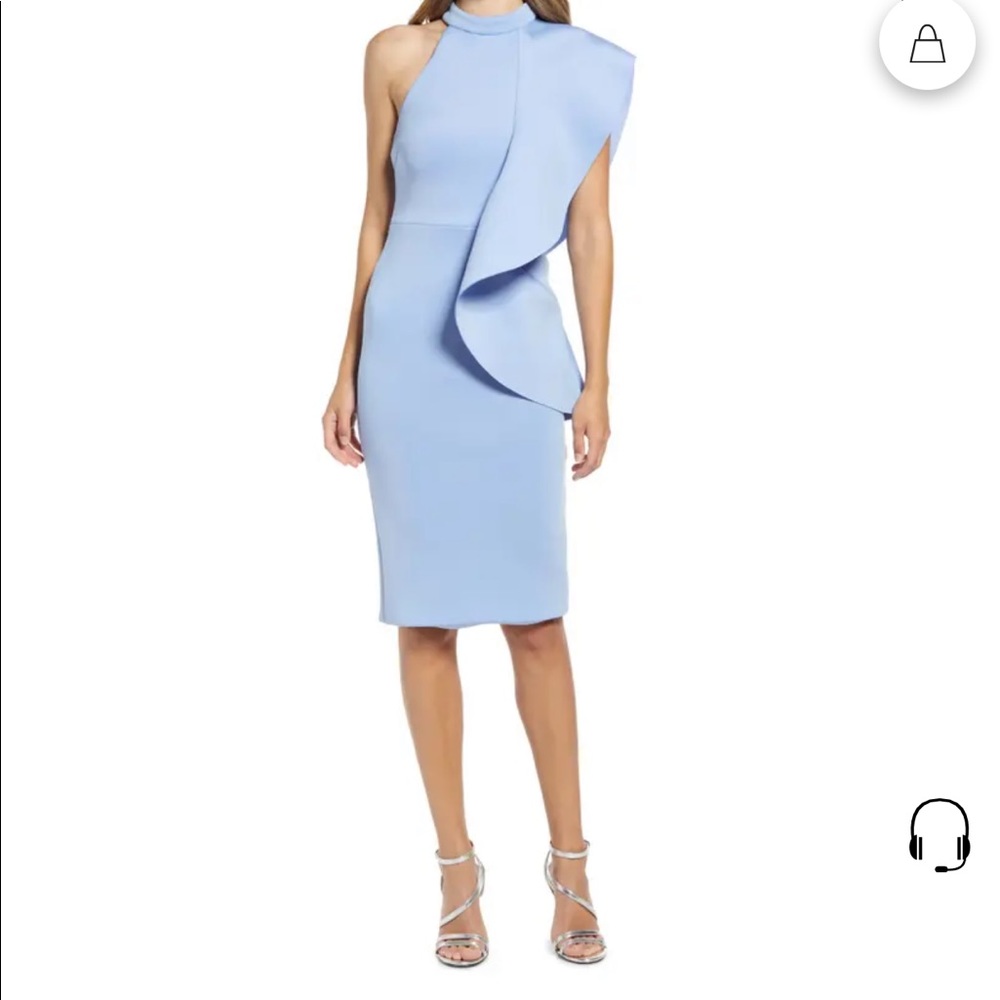 Lavish Alice Light Blue Scuba Ruffle Dress